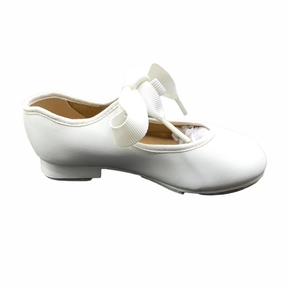 Capezio Jr. Tyette 625T Toddler White Tap 7.5 Wide Shoes Tie Bow Dance New - Picture 4 of 8